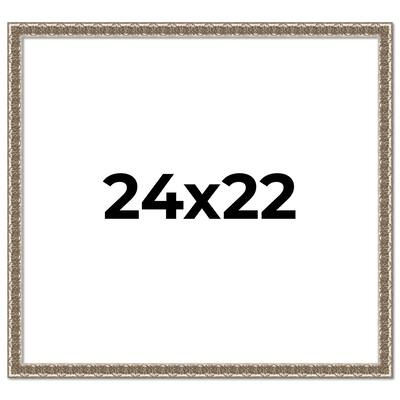 24x22 Frame Silver Versailles Ornate Solid Wood Picture Frame | 1 Inch