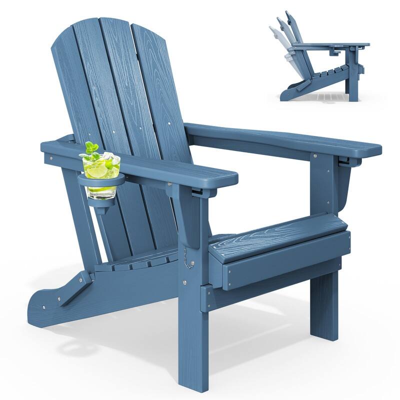 3-Position Reclining Folding Outdoor Chair – PE Wood Grain, Weather-Resistant