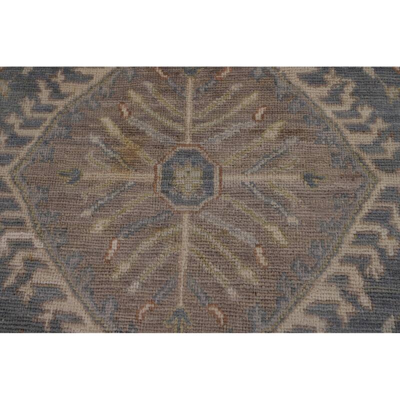 Vegetable Dye Oushak Turkish Area Rug Grey Hand-Knotted Wool Carpet - 6'1"x 9'0"