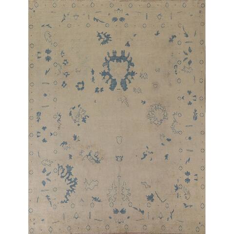 Vegetable Dye Oushak Turkish Oriental Area Rug Handmade Wool Carpet - 7'4" x 9'4"