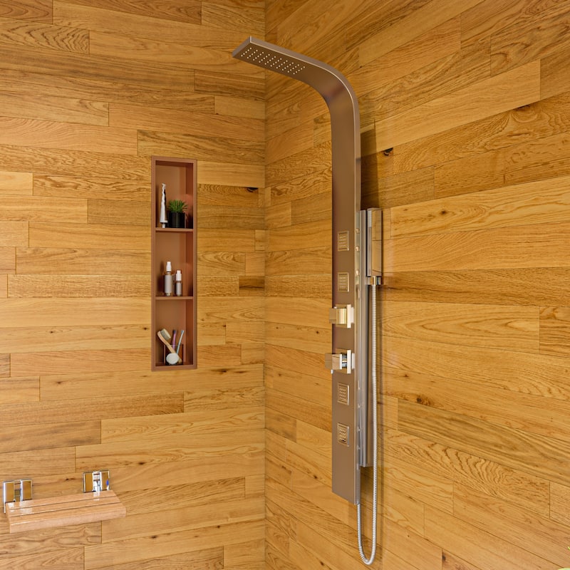 Polished Chrome 16" Folding Teak Wood Shower Seat Bench