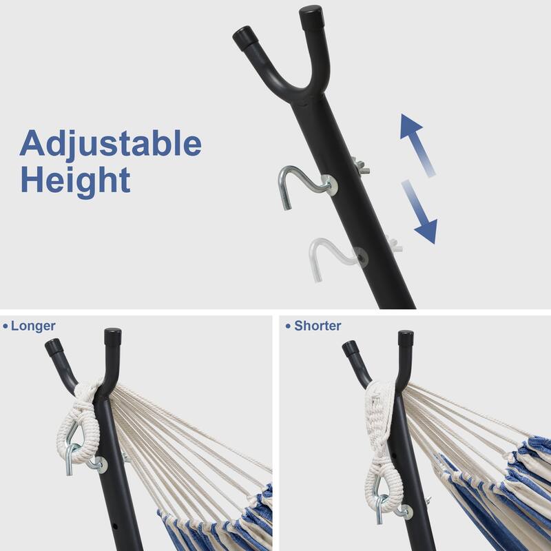 9.35 ft. 2-Person Brazilian-Style Foldable and Portable Outdoor Hammock Bed with Stand Set - 112.2 in.* 44.1 in. *40.9 in.
