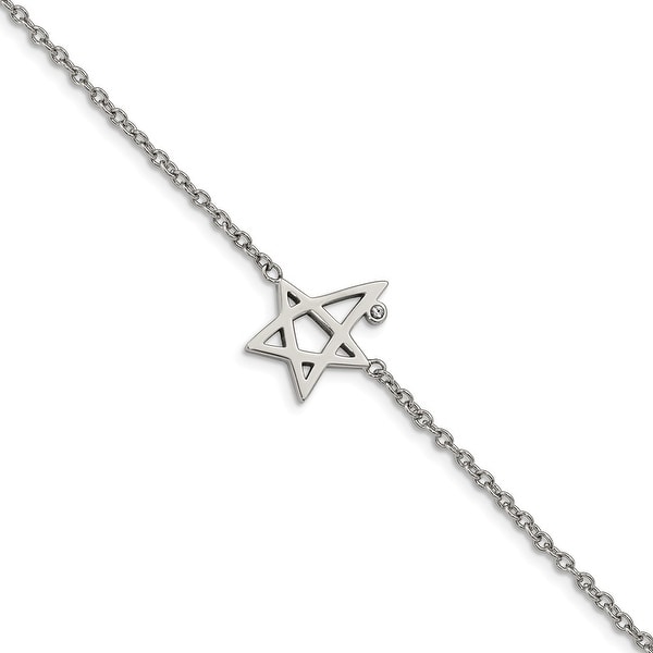 Chisel Stainless Steel High Polished Swarovski Crystals 7.5 Inch Star Bracelet. Opens flyout.
