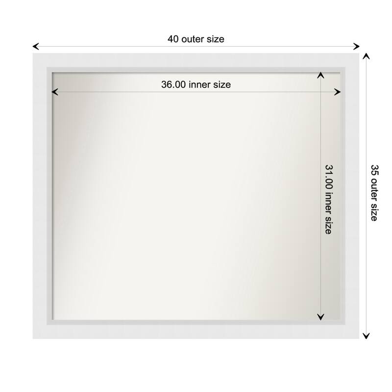 Blanco White Framed Non-Beveled Custom Wall Mirror, Bathroom Vanity Mirror - Outer Size: 40.25 x 35.25