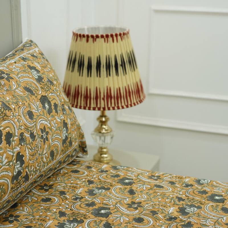 Fabdivine Handmade Block Print Flat Sheet or Bed Sheet Cotton Fabric Floral Home Decor