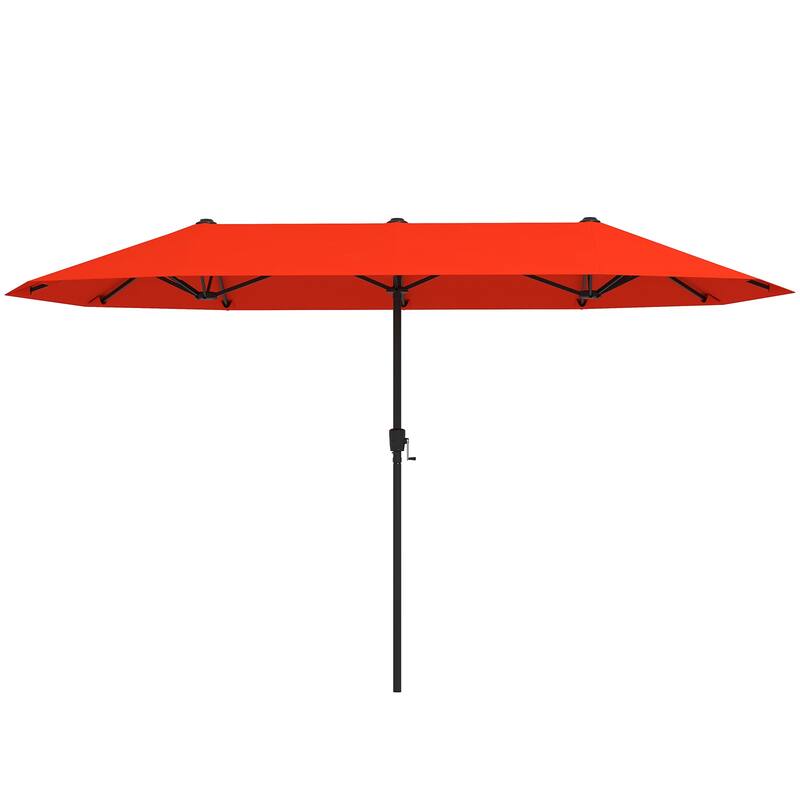 Polyester Double-Sided Patio Umbrella with Crank Handle - Orange
