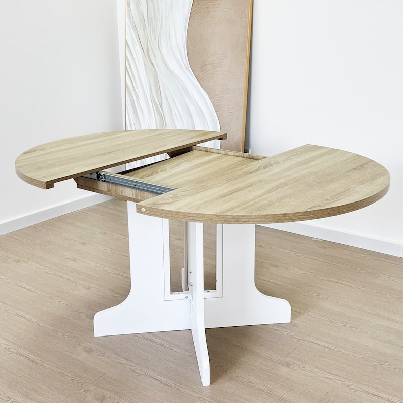 59 x 43 Inch Expandable Farmhouse Dining Table