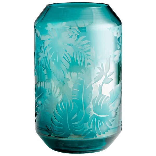 Cyan Design 10016 Sumatra 8-1/4" Diameter Glass Vase - Turquoise