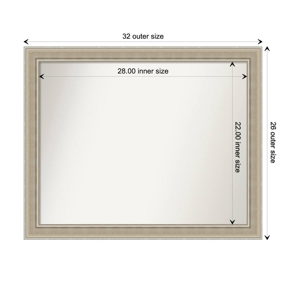 Mezzo Silver Non-Beveled Wood Framed Bathroom Vanity Wall Mirror - Mezzo Silver