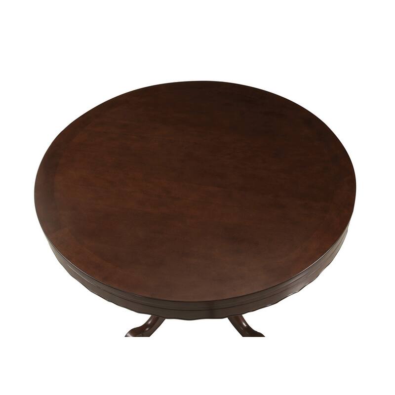 Round Flipped Wooden Game Table with Pedestal Base, Brown