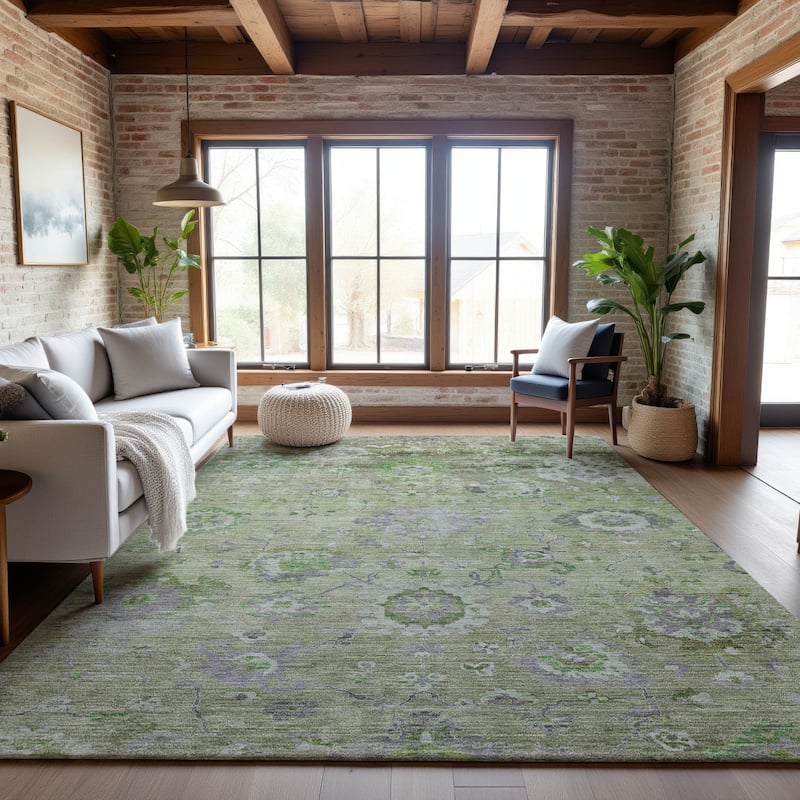 Premium Washable Super Soft Traditional Vintage Mayfield Rug - Mint - 9' x 12'