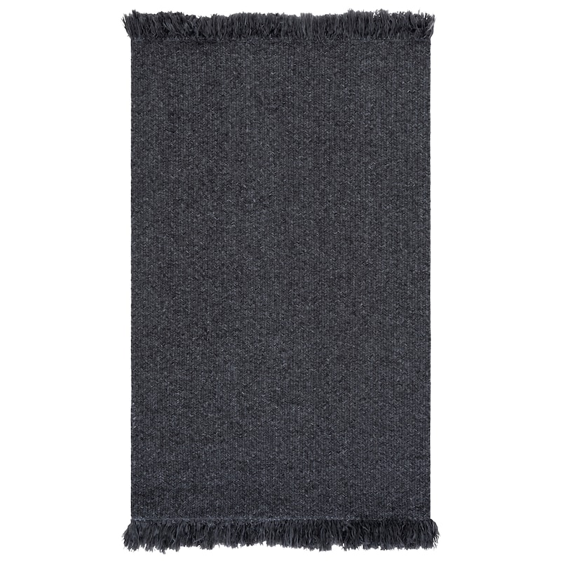 SAFAVIEH Handmade Braided Natasja Washable Indoor/Outdoor Rug - Weather Resistant & Easy Cleaning - Charcoal - 3' x 5'