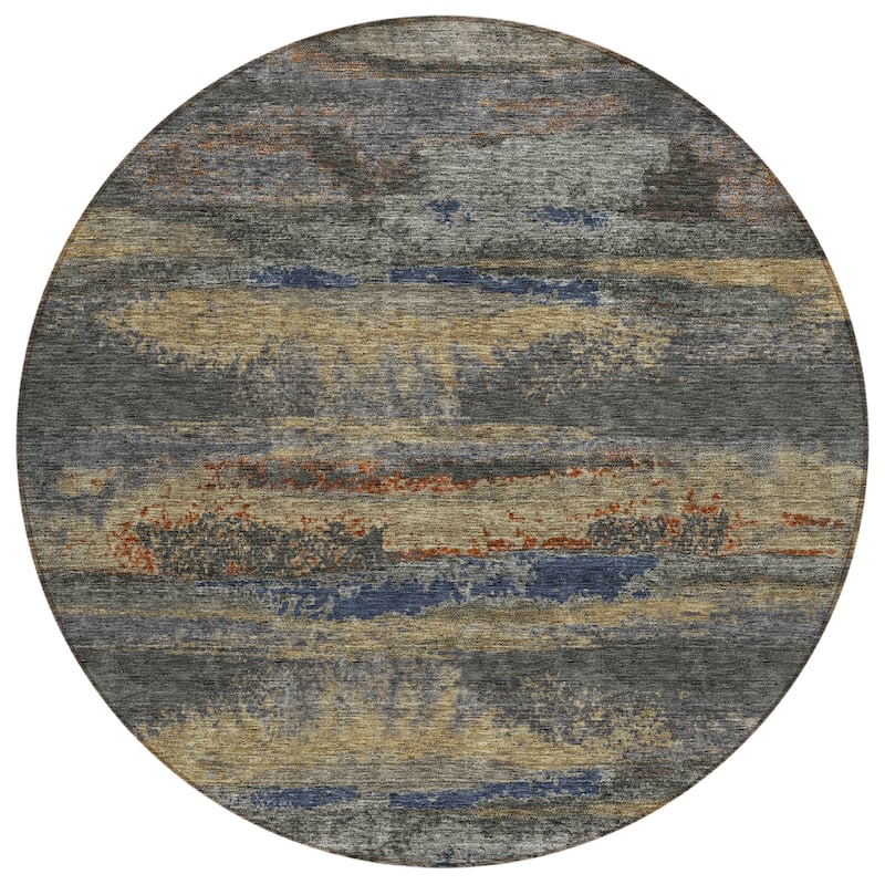 Machine Washable Indoor/ Outdoor Abstract Modern Chantille Rug