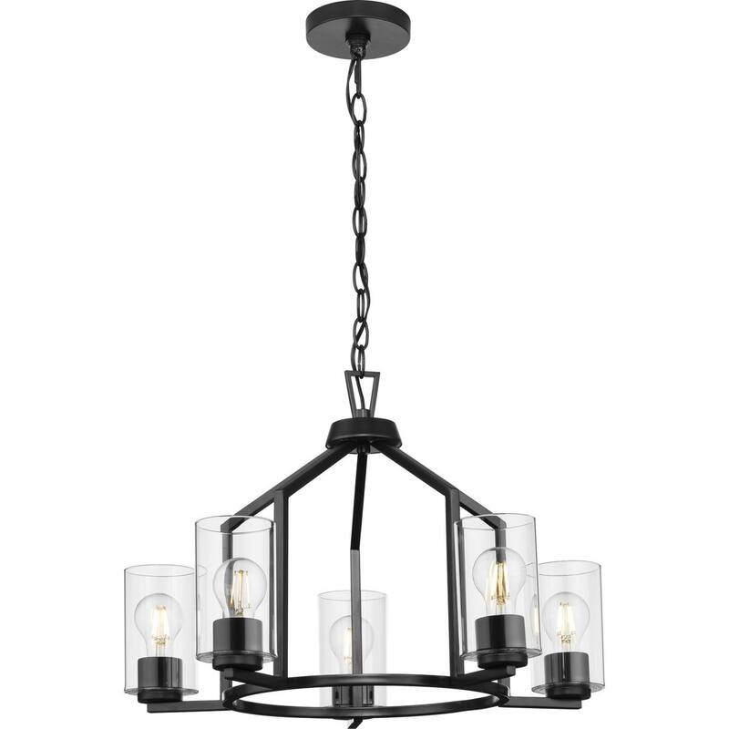 Goodwin Collection Five-Light Matte Black Modern Farmhouse Chandelier - 24 in x 24 in x 15.5 in