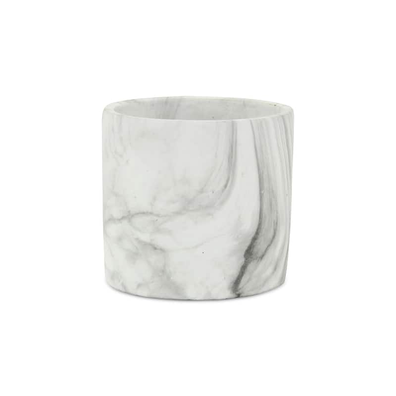 Marmoreal White Ceramic Marble Pot - Large