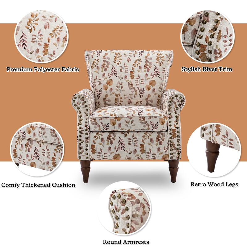 Nyctelius Nailhead Trim Traditional Accent Armchair with Rolled Arms by HULALA HOME