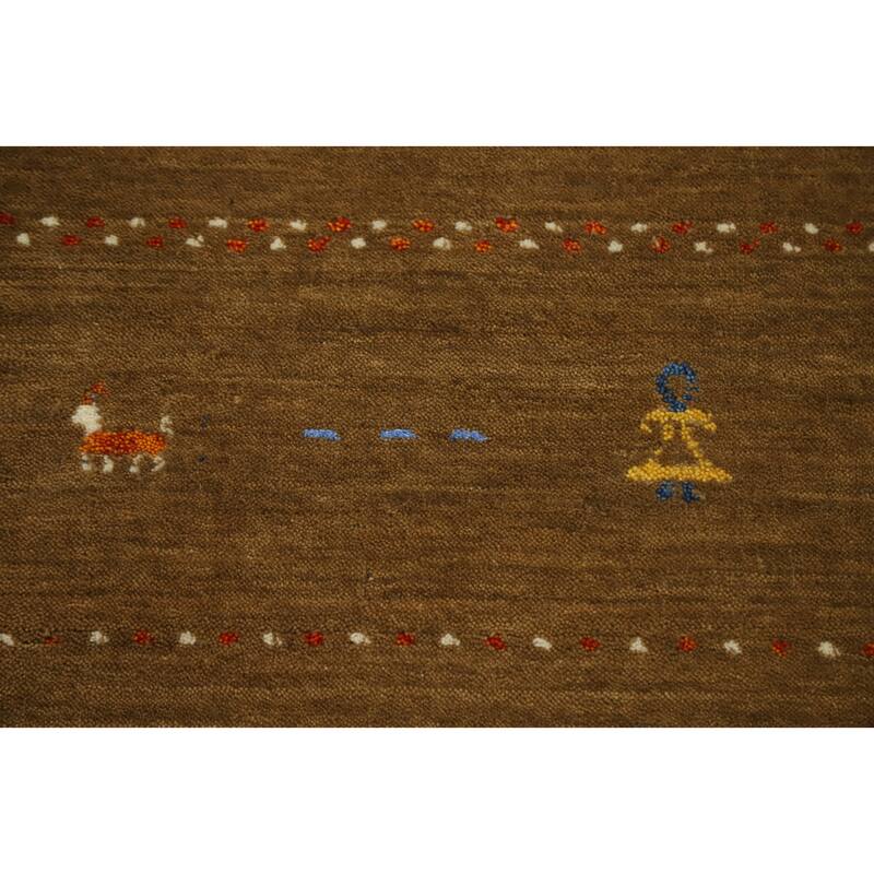 Hand Knotted Oriental 100% Wool Carpet Tribal Animal Pictorial Yellow & Gold Gabbeh Area Rug - 9' 10'' X 10' 0''