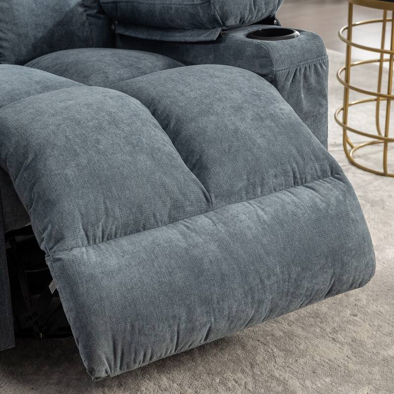 Grey Oversized Rocker Recliner Chair with Massage & Heat, 2 Cup Holders, USB Charging Port, 150° Recline & 30° Rocking Function