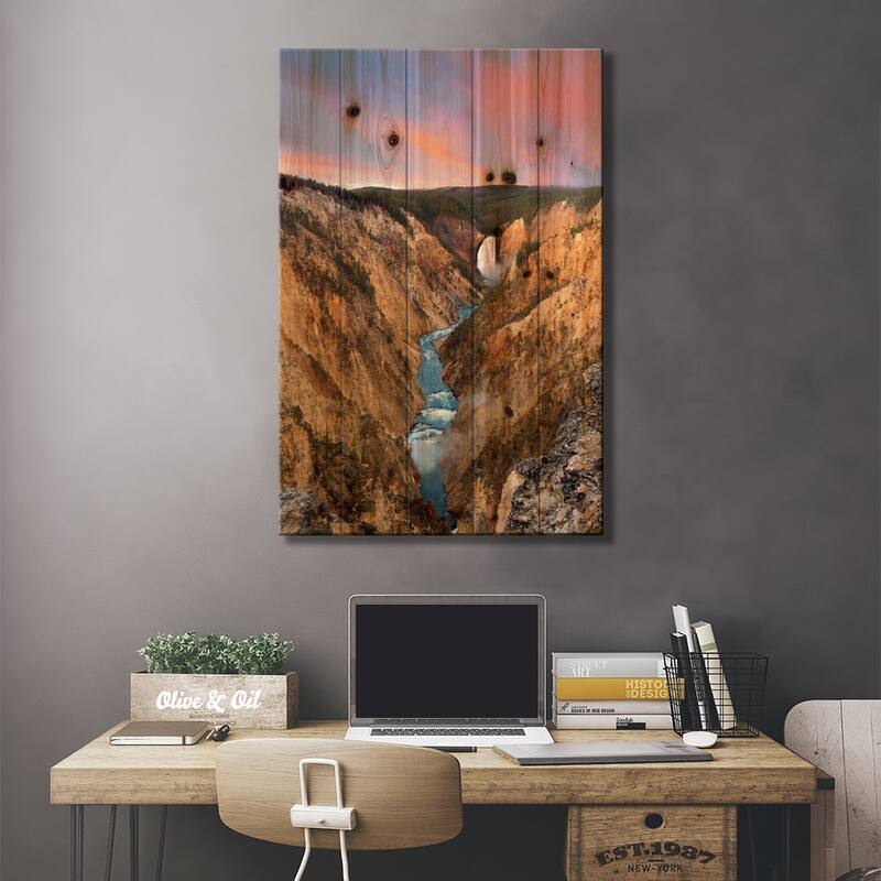 Lower Yellowstone Falls, Yellowstone National Park, Wyoming IV Print On Wood by Tim Fitzharris - Multi-Color