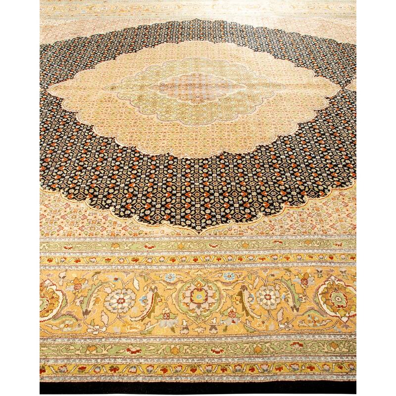 Overton Hand Knotted Wool Traditional Oriental Black Area Rug - 10' x 14'