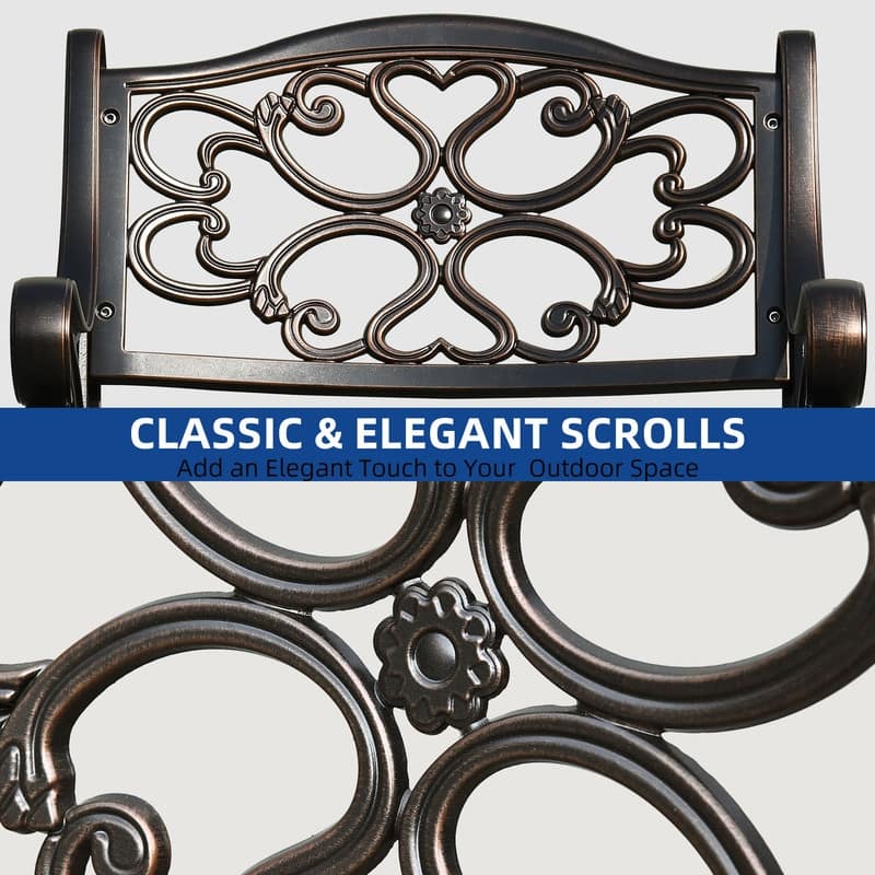 Moasis Set of 2 Outdoor Cast Aluminum Armrest Dining Chairs Patio Bistro Chairs