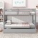 preview thumbnail 29 of 30, Rubber Wood Bunk Bed with Trundle,Convertible into 2 Twin Size Beds,Twin Over Twin Size