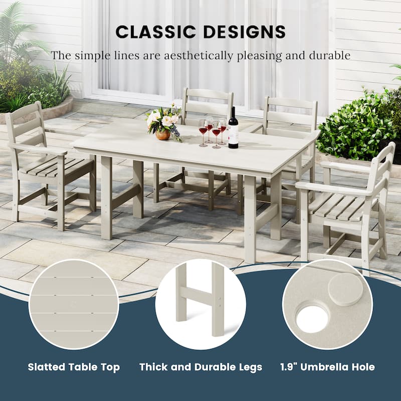 Polytrends Shoreside 6-Piece Arm Chair Dining Set With Bench