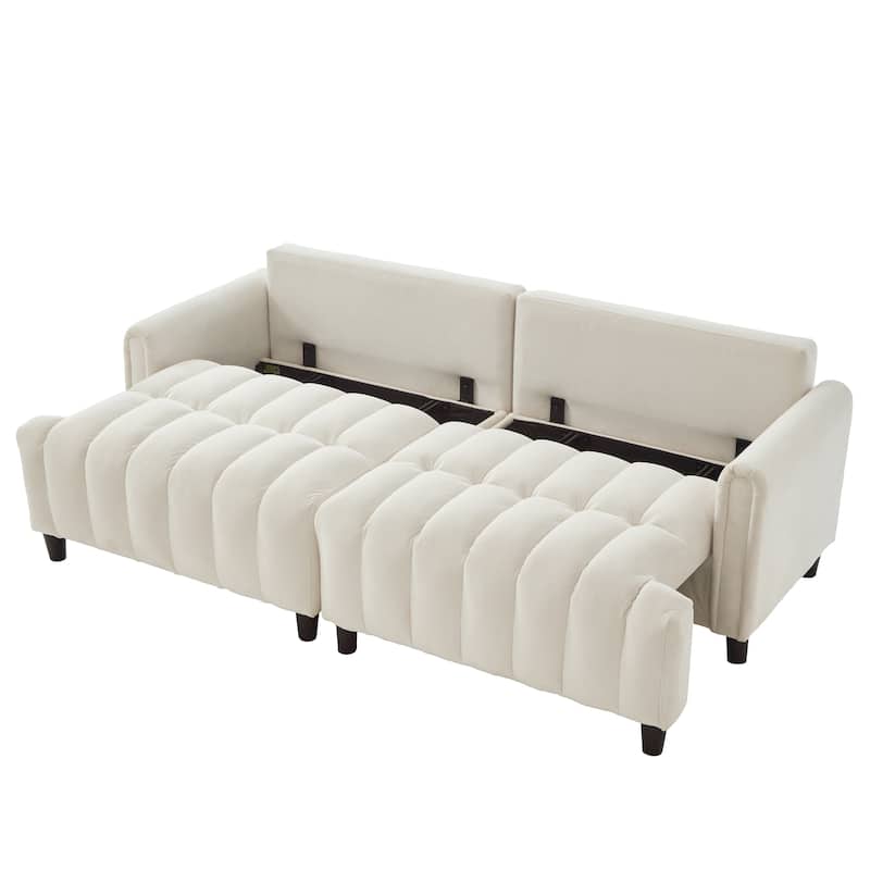 Futon Loveseat Couch Convertible into Sleeper Sofa Bed with Hidden Storage and Adjustable Backrest, Modern Loveseat Sleeper