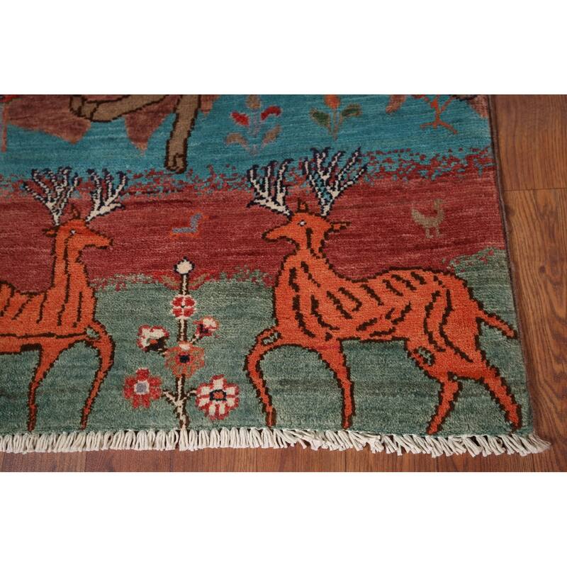 Animals Design Ziegler Foyer Rug Handmade Brown Wool Carpet - 2'0" x 3'1"