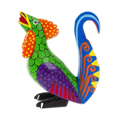 Novica Handmade Impressive Rooster Wood Alebrije Figurine