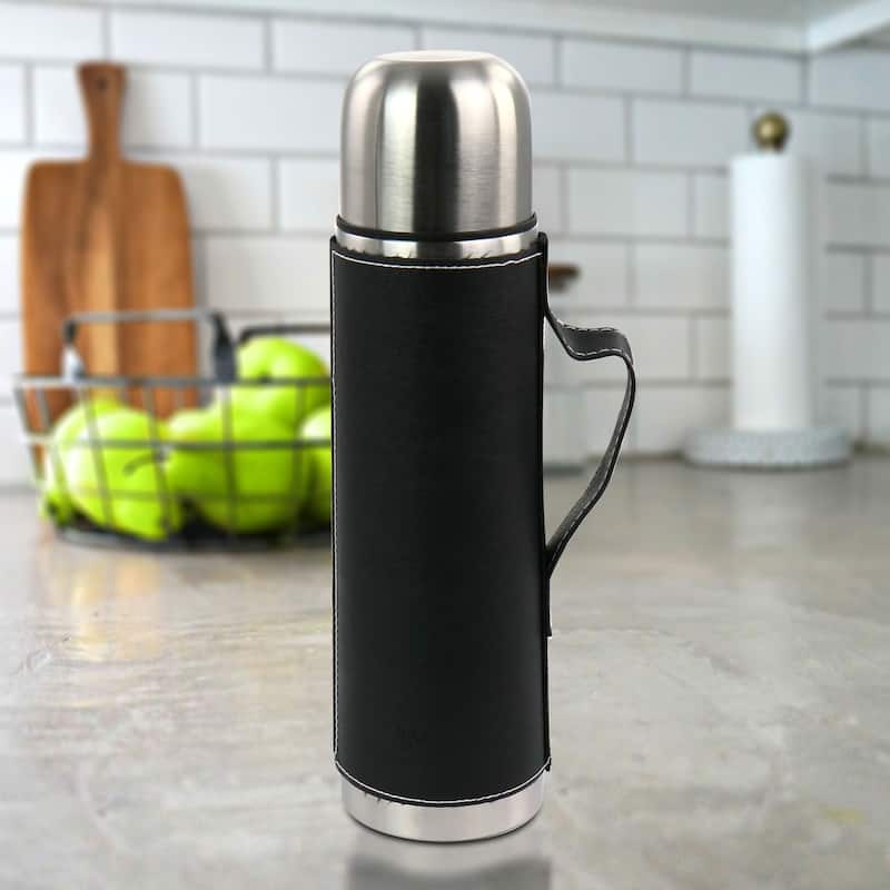 Mr. Coffee 23oz Stainless Steel Thermal Travel Bottle in Leatherette