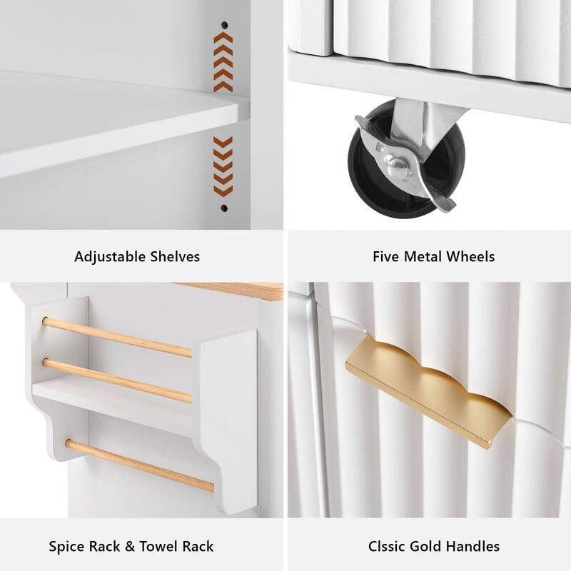 Fluted Kitchen Island with Storage