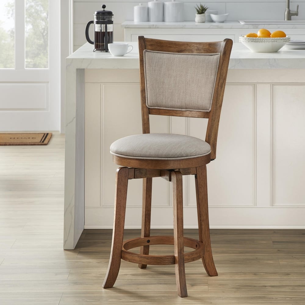 Simple Living French Country 24-inch Solid Wood Counter Height Swivel Bar Stool
