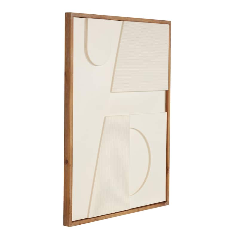 White or Cream Wood Geometric Wall Decor with Brown or Black Wood Frame