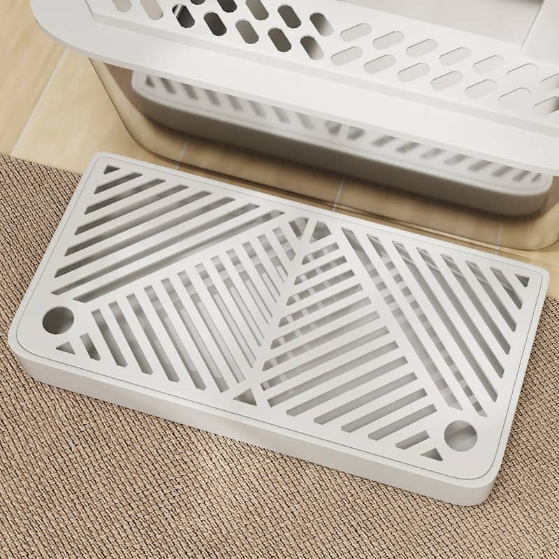PawHut XL Stainless Steel Litter Box, Metal Litter Box High Sided, Anti-Urine Leakage, Non-Sticky, Light Gray