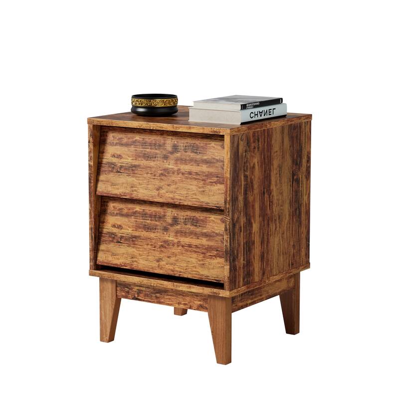 2 Set Nightstands Features Vintage-Style And Bevel Design