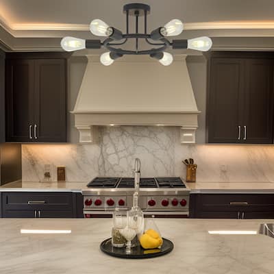 6 Light Modern Sputnik Lights Semi Flush Mount Ceiling Light