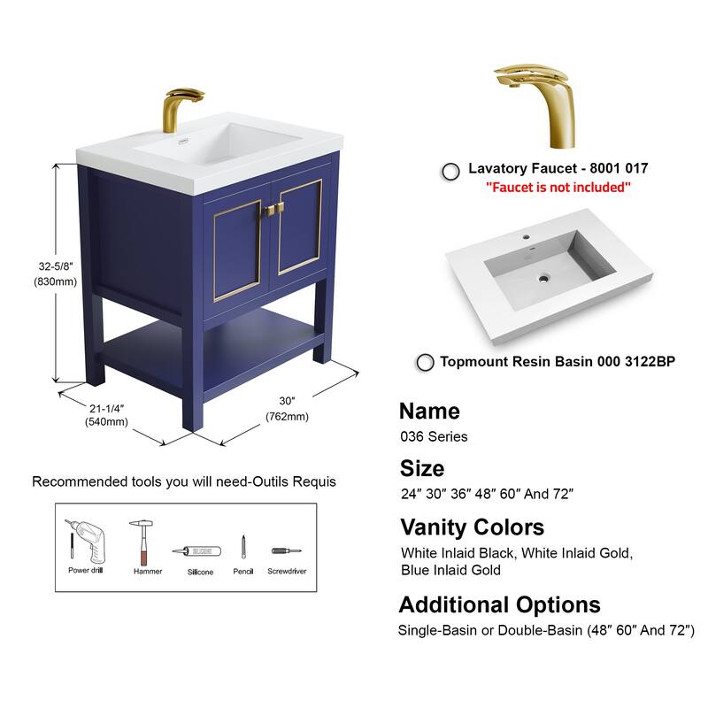 Davis 30" Single Bathroom Vanity Set