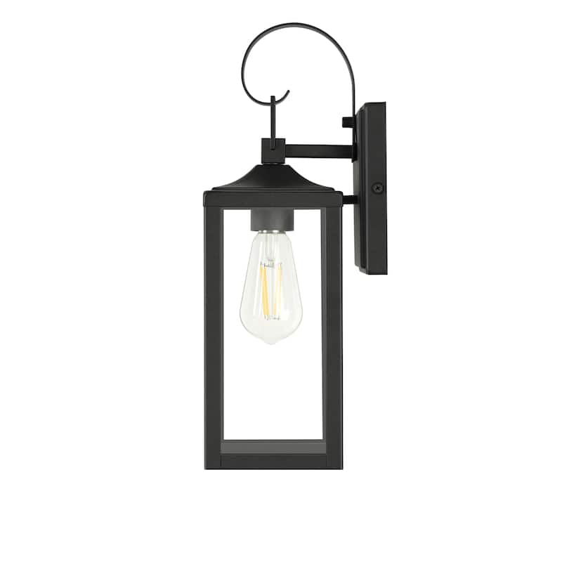 Castle 1-Light 15.81in. Outdoor Wall Light with Matte Black Finish and Clear glass shade