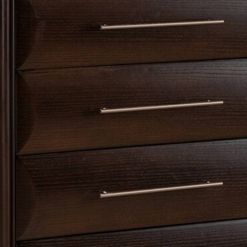 Nitz Tall Dresser Chest, 5 Drawers, Espresso Brown Solid Wood