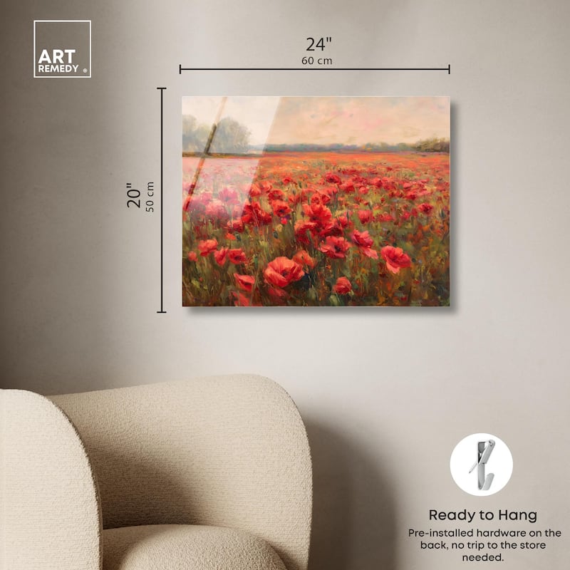 Sea of Red Poppies II Acrylic by Art Remedy, Ready to Hang