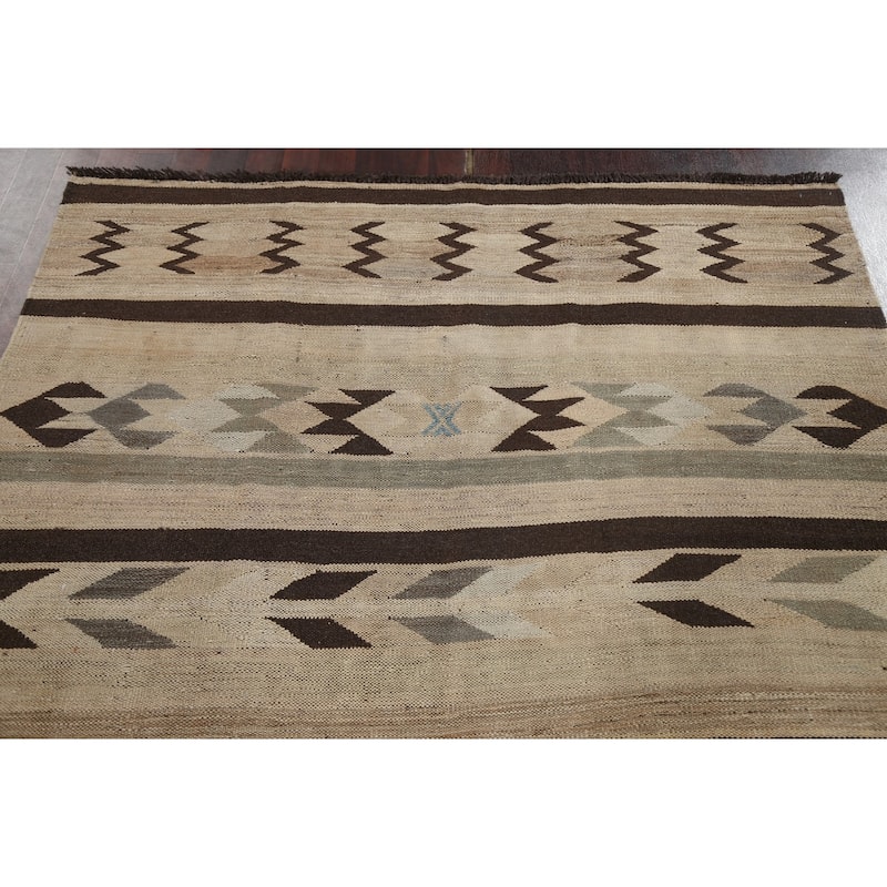 Natural Dye Kilim Geometric Tribal Oriental Area Rug Wool Flat-weave - 5'6" x 9'9"