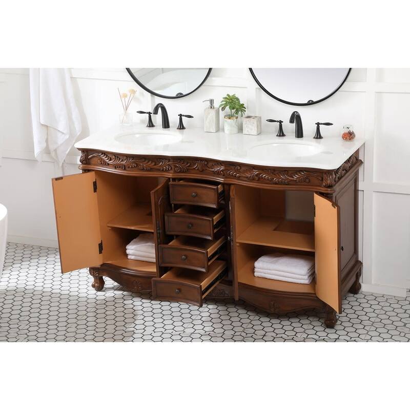 Elegant Lighting VF-1049 Windsor 60" Free Standing Double Basin Vanity