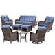 preview thumbnail 71 of 78, High Back Brown Wicker Outdoor Patio Conversation Sets with Swivel Chairs