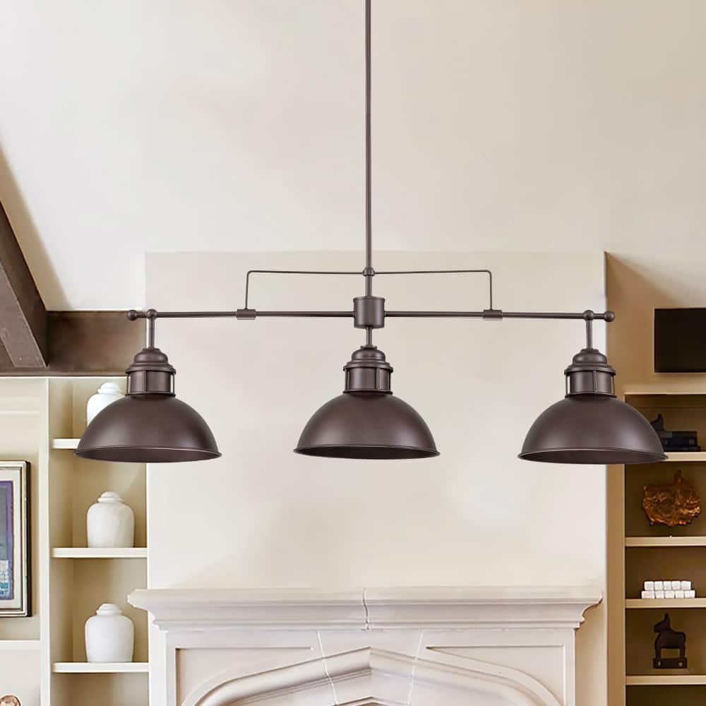 3-Light Farmhouse Retro Metal Linear Dome Pot Lid Pendant Light/Kitchen Island Lights