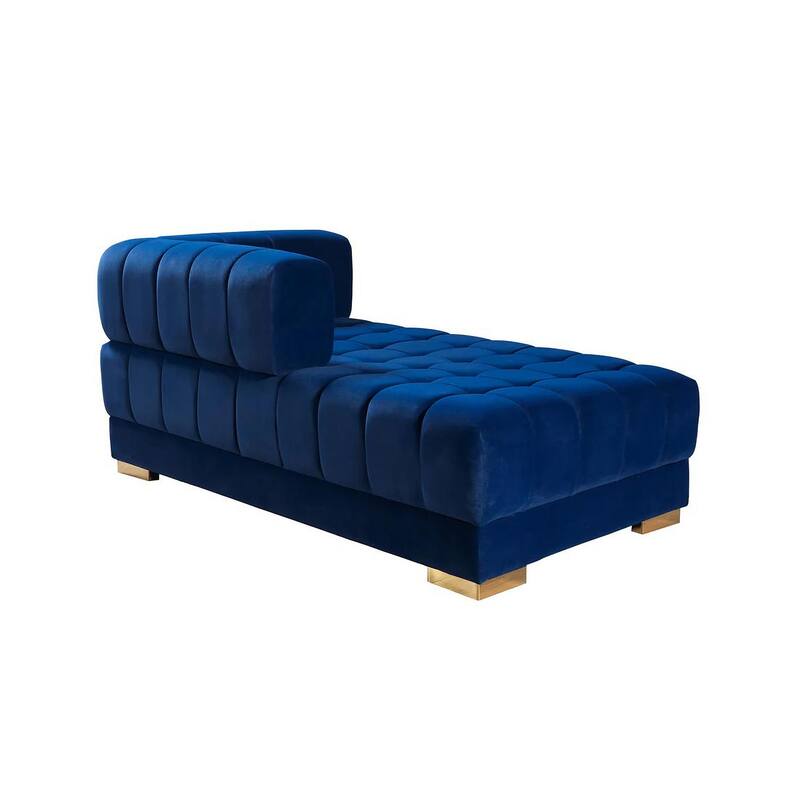 HomeRoots Blue Velvet U Shaped Three Piece Sofa and Chaise Sectional With Toss Pillows