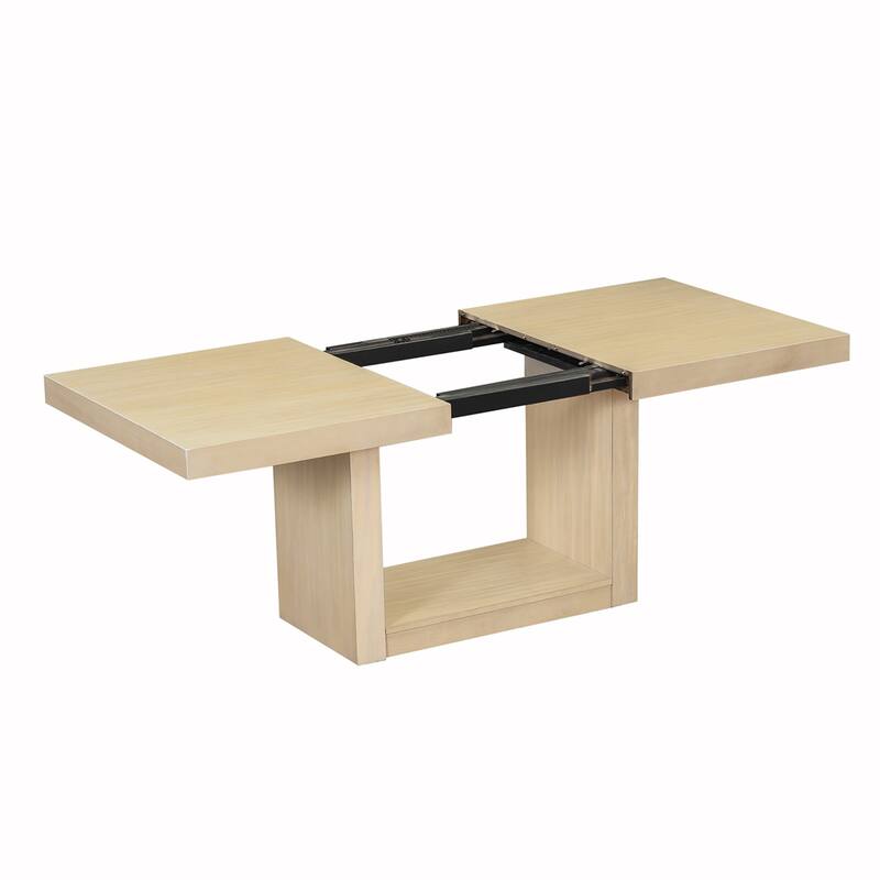 6PCS Wood Extendable Pedestal Dining Table Set