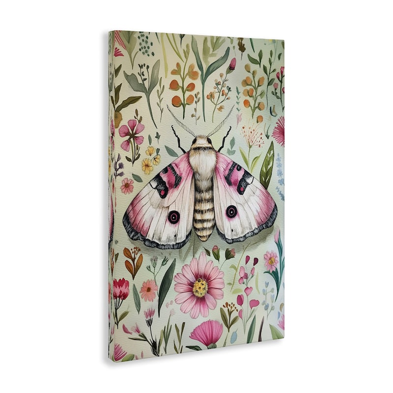 Stupell Moth over Floral Herbs Canvas Wall Art Design By The Dutch Lady