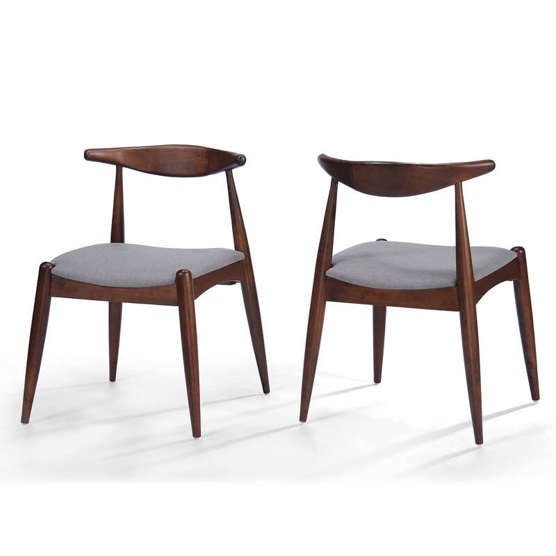 Set of 2 Rubberwood Dining Chairs with Ergonomic Backrest & Comfort Cushions