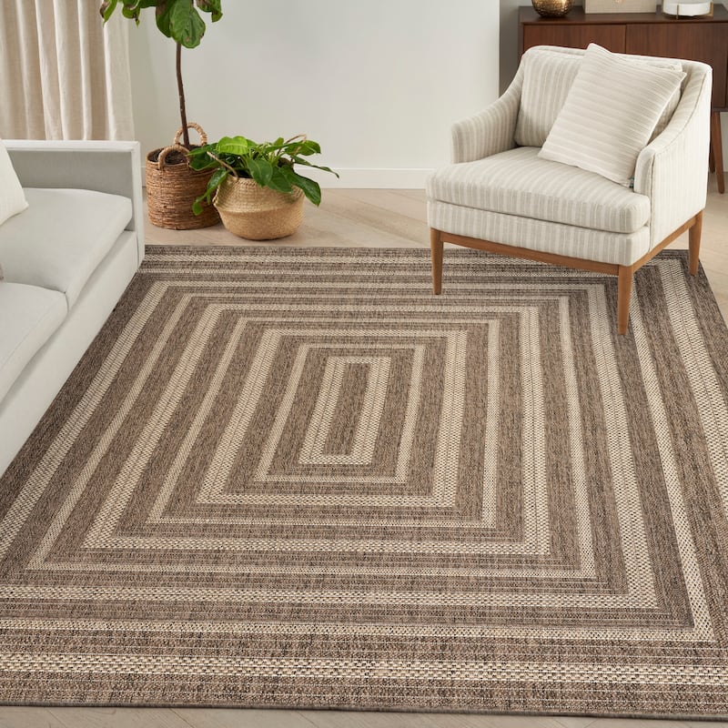Nourison Tulum Indoor/Outdoor Geometric Area Rug - 10' x 14' - Brown